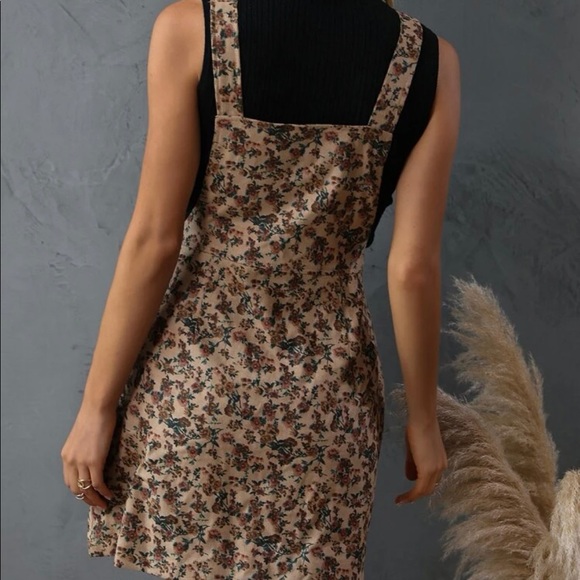 Boho Floral Print Zipper corduroy Dress - Picture 4 of 4